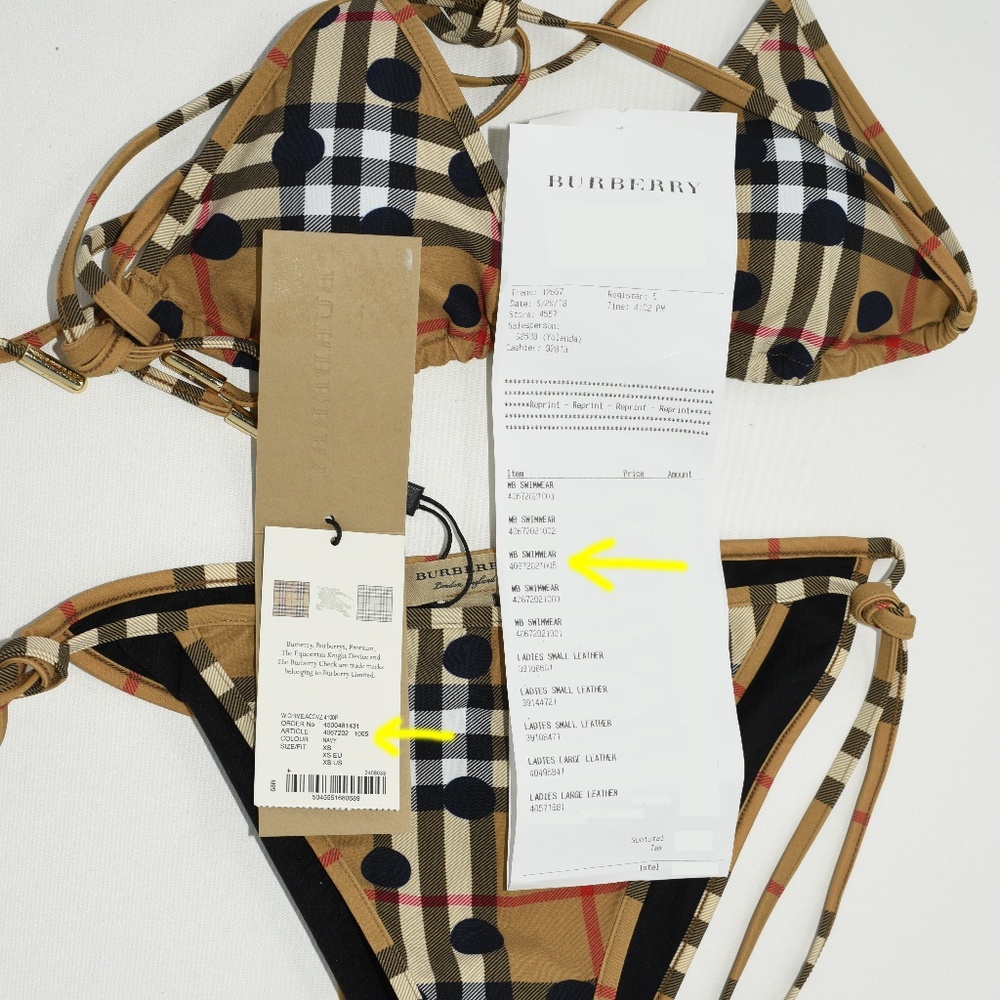 New Burberry Check-print - Dots String Bikini Set - Picture 4 of 8